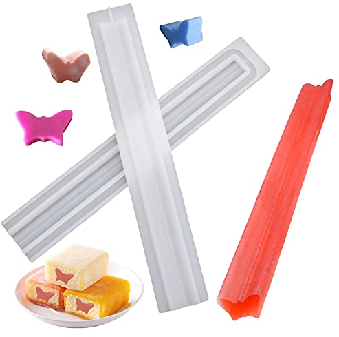 Röhrenförmige Silikonform Lange Röhren Silikonform Schmetterling Sandwich Silikonform für handgefertigte Seife, Kerze, Aromatherapie, Gip, Mousse, Gelee, Pudding, Kuchen, Schokolade, Fondant, Sandwich