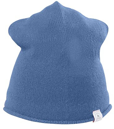 CASH-MERE.CH 100% Kaschmir Beanie Mütze | Strickmütze für Damen und Jugendliche (Blau/Hellblau)