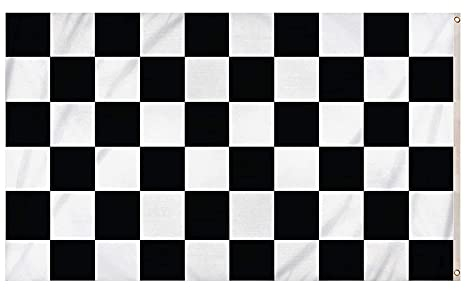 Racing Karierte Flagge schwarz weiße Rennflaggen, Karierte Flagge schwarz weiße Banner mit Metallzüchtern für Sportveranstaltungen 150x90cm