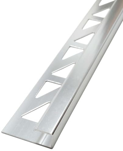 Dalsys 5x Fliesenschiene 2,5m x 10mm Eckprofil Quadratprofil Aluminium (eloxiert) Silber matt, Fliesenprofil