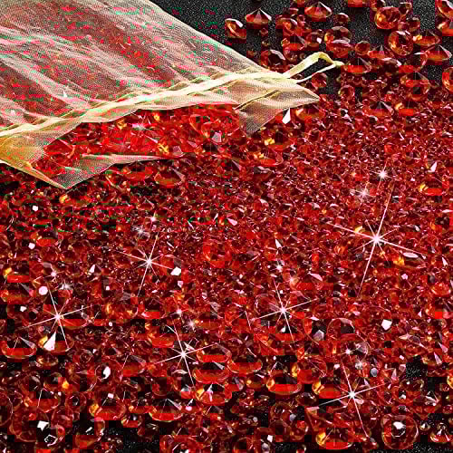 DINGFENG 4000 Stück Strasssteine 3 MM 6 MM 10 MM Acryl-Edelstein-Hochzeitsdekorationen, Glänzender Kristall Art Deco für Kommode,Vasenfüller,Hochzeit,Geburtstagsfeier (Rot)