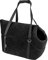 Transporttasche für Hunde und Katzen | Schultertasche für Haustiere mit Gummiband mit Karabiner | bis 15 kg | Material: Wildlederimitat - Velvet | Größe: L | Farbe: Schwarz