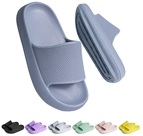 Claquette Enfant Chausson Antidérapant Piscine Fille Garçon Pantoufle Plage Bain Doux Plat Maison Sandales Bleu Brume 35 EU