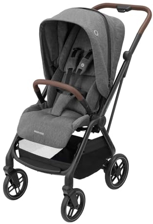 Maxi-Cosi Leona² Kinderwagen, 0–4 Jahre, 0–22 kg, federleichter, superkompakt Buggy, umdrehbare Sitz, einhändig zusammenklappbar, 3Liegepositionen, flache Liegeposition, Easy-In-Gurts, Select Grey