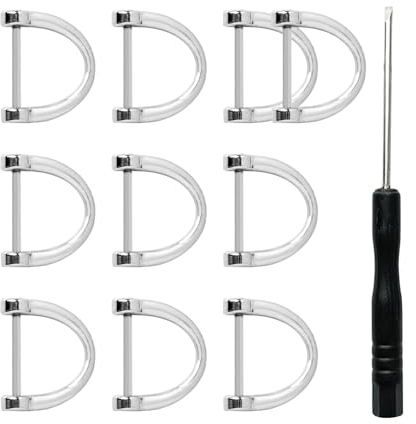 FRUHLING 10 Stück D Ringe Silber Metall Ring Halbringe D-Ring Hufeisenform Abnehmbare D Ringe Schnalle mit Schraubendreher für Taschen DIY Leder Handwerk Geldbörse Schlüsselanhänger