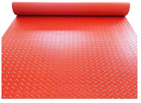 Suelo de Goma Alfombrillas De Goma Resistentes 4/6/8/10/12/14/16/18/20 Pies, Protector De Piso De Garaje Patrón De Placa De Diamante En Relieve, Rollo De Piso De Vinilo para Remolques, Autos, RV, Moto