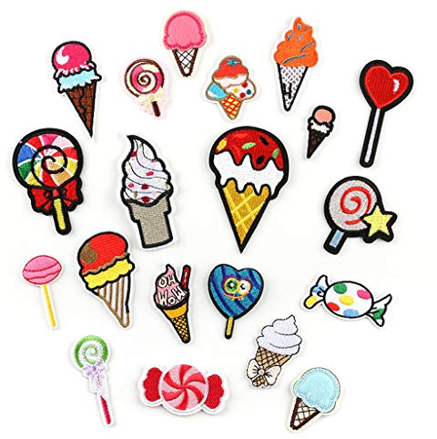 20 Stück Cartoon Lollipop Eis Aufnäher Zum Aufbügeln/Nähen Stickerei Applikation Aufnäher