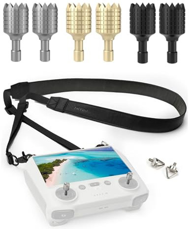 LKTOP Umhängeband und Joysticks für DJI RC/RC2 Controller, 127,7 - 160,2 cm, PU-Leder, 3 Paar Sticks für DJI Mini 4 Pro/Mini 3 Pro/Mini 3/Air 3S/Air 3/Air 2S/Mavic 3/Mavic 3 Pro/Mavic 3 Classic