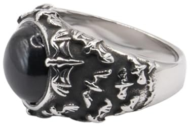 etNox hard and heavy Black Bats Unisex Ring schwarz/silberfarben 59 Edelstahl Gothic, Rockwear