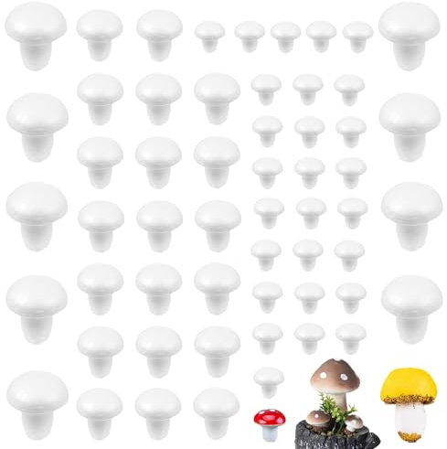XCSJ 60 Pcs Styropor Pilze Formen, 3 Größe Styroporpilze Ring Styroporform Pilze Handwerk Schaumstoffkugeln Für DIY Handwerk, Dekoration Für Geburtstag, Party, Ostern, Weihnachten (60, Pilze)