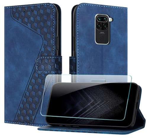 JayModCase Funda para Xiaomi Redmi Note 9, PU Piel Flip Carcasa con [Redmi Note 9 Protector de Pantalla] Cierre magnético Soporte Plegable Tarjetas y Cartera (Azul)