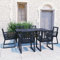 Keyroto Gartenmöbel Set 6 stühle mit Tisch alu Garten essgruppe 6 Personen Balkonmöbel 6 Personen alu Gartenstühle Glas und Stahl-7-tlg