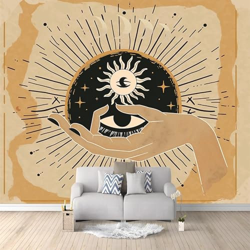 Papier Peint Yeux De Soleil Abstraits Bohèmes 200x140 cm 3D Panoramique Murale Salon Papier Peint intissé pour Chambre Salon Personnalisé Décoration Murale