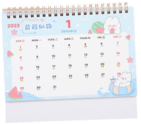 Parliky Tischkalender 2023 Heimkalender Jahreskalender 2023 Dekor Schreibtischkalender büroartikel Wohnkultur für das Kaninchenjahr Umgedrehter Design-Tischkalender Eisen rot