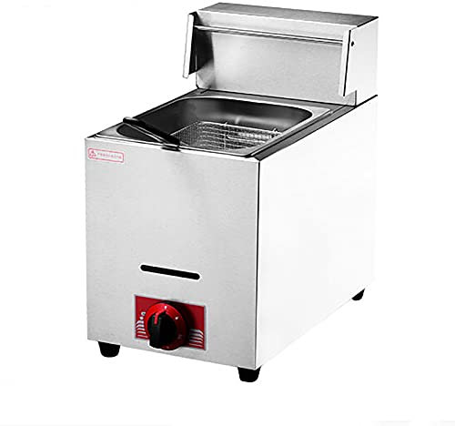 Friteuse à gaz 8L/8L + 8L, friteuse au GPL, comptoir en Acier Inoxydable, avec Panier et Couvercle, Cuisine Domestique Commerciale