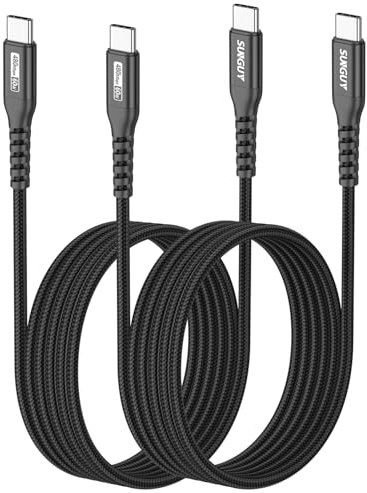 SUNGUY Cable USB C vers USB C, 2pièces 2m PD 60W Cable USB C charge rapide, Cable USB Type C pour iPhone 16/15 Pro Max, MacBook Pro, iPad Pro 2020, MacBook Air, Galaxy S24 S23, Huawei P30, Xiaomi-Noir