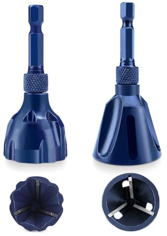 2 Pieces Chamfer Tool with Tungsten Carbide Blade, Blue Chamfer Bit with Hex Shank, Deburring Chamfer Tool for Metal, Bolt Thread Repair, Thread Cleaner