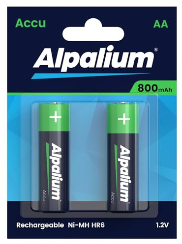 Batterie AA, 800 mAh, confezione da 2, alpalium, pronte all'uso