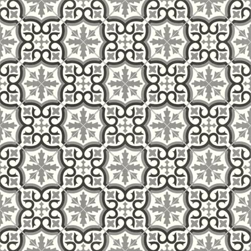 VINYL FLOORING UK Bradley 990M Black White Designer Effect Vinyl Flooring For Kitchen, Bathroom, 2.6mm Thick Textile Backed Vinyl Sheet-1m(3'3) X 2m(6'6)-2m²