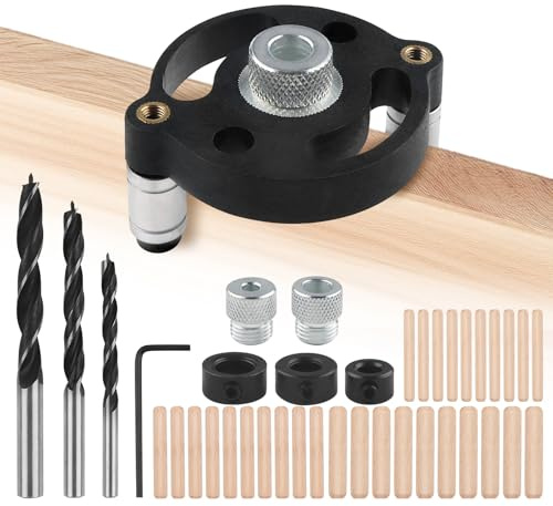 Holzbearbeitungs Bohrlocher Locator 6/8/10 mm Bohrhilfe Senkrecht Bohren | Selbstzentrierend Bohrlehre Dübelhilfe Doweling Jig Kit für möbelbau und Zentrierhilfe für Massivholz Hartholz