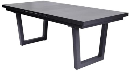 Home4You Gartentisch - 200 x 100 cm - Anthrazit - Grau - Aluminiumgestell - Sinterstein - ausziehbar