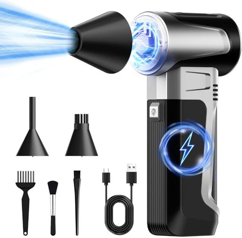 Compressed Air Duster - Electric Air Duster Rechargeable 180000RPM with 3 Gear Adjustable Compressed Air Blower, Mini Blower for Keyboard, PC, Home Cleaning Outdoor, Car Cleaning