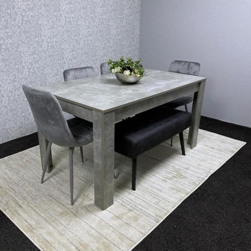 KOSY KOALA Grey Wooden Dining Table Set with 4 Grey Chairs and 1 Bench - Dining Kitchen Room Furniture