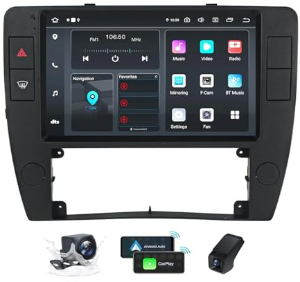 ZZPHKK Carplay Android 14 Radio Coche 2 DIN para Volkswagen Passat B5 2000-2005 con GPS 9,5 Pulgadas 2K Pantalla, Autoradio Bluetooth con Android Auto/SWC/DSP/4G WiFi/RDS/FM + Cámara DVR(M150CP)