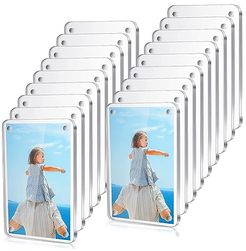 Sefdrert 18 Pcs Acrylic Fridge Magnetic Frame Mini Double Sided Refrigerator Magnet Picture Frame Clear Frameless Display Frame