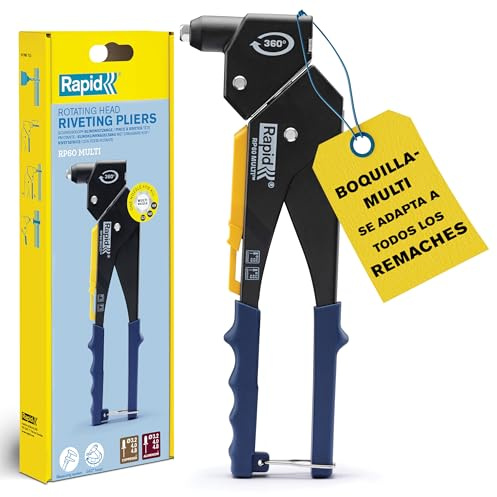 Rapid RP60 Multi Blindnietzange mit schwenkbarem Kopf, 3,2–4,8 mm | 360° schwenkbarer Kopf; für flexible Nietarbeiten; für 3,2-4,8 mm Aluminiumnieten; Universalmundstück; Softgrip-Griff