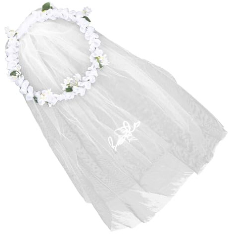 SOIMISS Brautblumenkranz mit Schleier Blumenstirnband aus Kunstblumen Leichter Hochzeitshaarschmuck für Damen und Mädchen Bequemer Haarkranz für Hochzeitsfeiern und Fotorequisiten