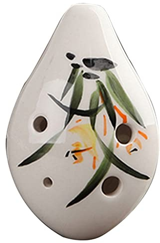 Ocarina， Vintage Painted Flowers 6-hole SC Ceramic Ocarina, Creative Drop-shaped Beginner's Round Flute(Orchid)