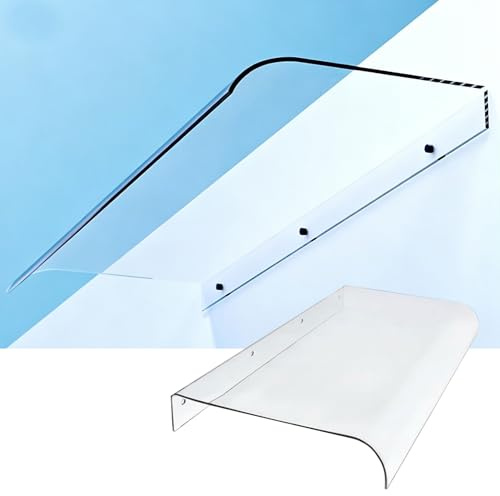 Auvent de Porte d'entrée,Auvent de Porte et Fenêtres Incurvée,Toit Marquise Extérieure Imperméable en Polycarbonate 3,5mm,Marquise en Polycarbonate Transparent,pour Cour,Villa,Garage 50×80cm