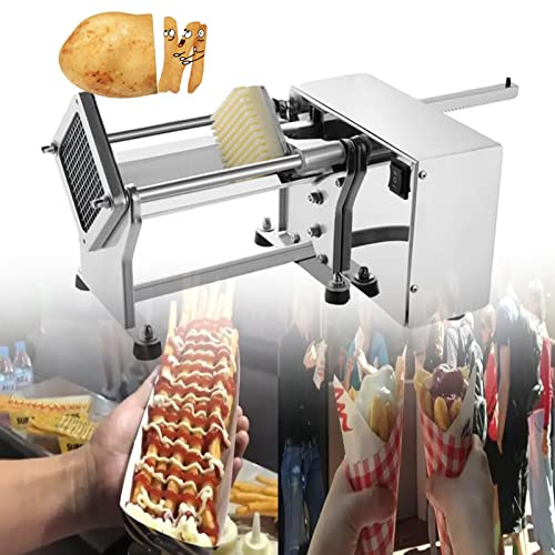 JKJZSALJ Tagliapatatine Fritte Elettrico, Macchina Taglia Patate Elettrica con 3 Lame Sostituibili di Diverse Dimensioni per Uso Commerciale, Industriale, in Cucine E Ristoranti.