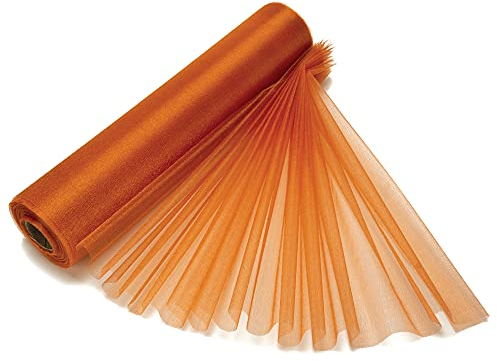 Trimming Shop Organza-Rolle, schneetransparenter Glitzerstoff, 25 m x 29 cm, Elegantes Dekotuch für Stuhlschleife, Tischläufer, Hochzeitslocation, Partydekoration, Orange