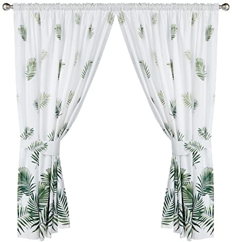 Charlotte Thomas Fern Printed Polycotton Pencil Pleat Lined Curtains, Green, 66 x 72 Inch