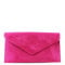 Ladies Women Real Suede Leather Envelope Chain Clutch Party Prom Evening Bag (Fuchsia)