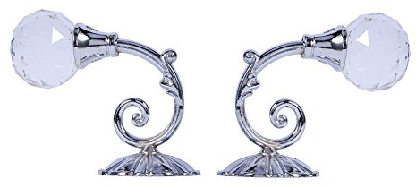 Tenda in metallo cristallo vetro Holdback parete finestra drapery tieback ganci gancio appendiabiti 4 colori (confezione da 2)(Silver)