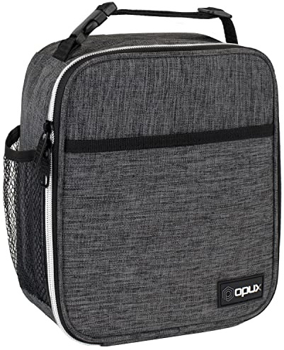 opux Premium Insulated Lunch Box, Soft School Lunch Bag for Kids Boys Girls, Leakproof Small Lunch Pail Men Women Work, Reusable Compact Cooler Tote Lunchbox for Office Adult, Charcoal