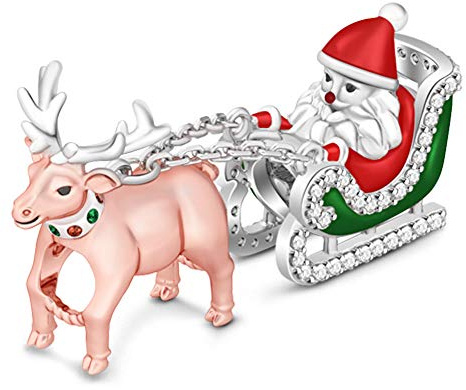 GNOCE Frohe Weihnachten Charm Anhänger 925 Sterling Silber Weihnachtsmann Kommt in die Stadt Bead Charms Schmuck für alle Armbänder Halsketten