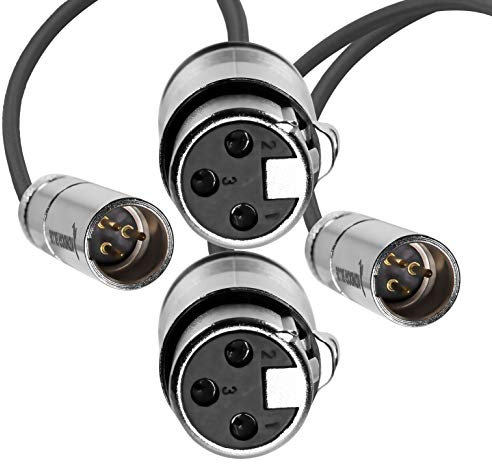 KONDOR BLUE Lot de 2 câbles audio Mini XLR mâle vers XLR femelle de 40,6 cm pour BMPCC et C70 | Connectez un microphone ou un mixeur audio à votre appareil photo | Noir