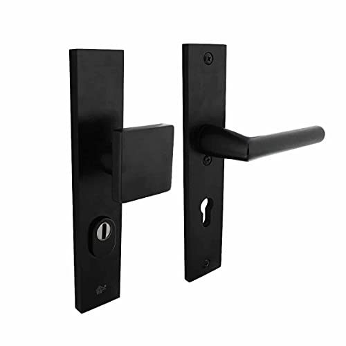 Intersteel Sicherheitsbeschläge mit Kernzugsicherung SKG3 Profilzylinder 72 mm rechteckig Fronttürbeschlag schwarz