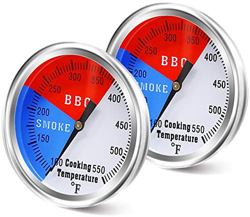 Criditpid 8,5 cm 2er Pack BBQ Holzkohlegrill Smoker Temperaturanzeige Pit Grill Thermometer für Smoker Fleisch Kochen, Universal Holzkohle-Räucherthermometer mit Fahrenheit und Hitzeindikator