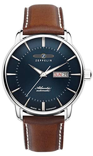 Zeppelin Herrenuhr mit Lederband Serie Atlantic Automatik Wochentag Datum 8466-3