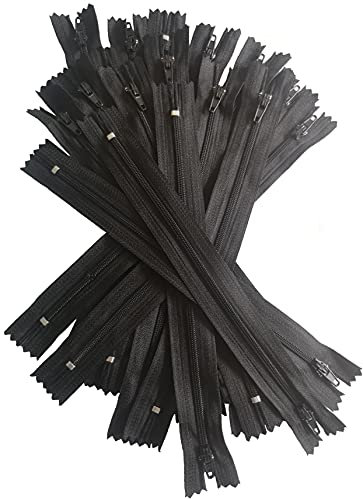 Hayek 20 x Reißverschluss Perlon Nr. 3 - Nicht teilbar - Nylon (Schwarz, 40 cm)