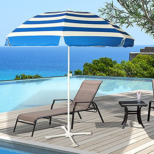 ACXZ Parasol de Plage rayé de 240 cm, Parasol de Patio Rond, Parasol de Jardin extérieur, Poteau en Fer, pour Marche forain/Balcon/Piscine, 8 Nervures (sans Base)