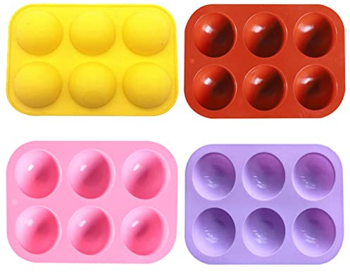 4 Pièces Moule Forme Demi-Sphères, Moules en Silicone à 6 Cavités, Dome Moule, Postuler à pour Faire du Chocolat, des Gâteaux, de la Gelée, de la Mousse de Dôme(Quatre Couleurs)