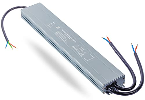 DUSKTEC LED Trafo 12V 300W Transformator IP67, Wasserdicht LED Netzteil Treiber AC 230V auf DC 12 Volt 25A, Konstantspannung Niedervolttrafo Driver Adapter Power Supply für Außen LED-Streifen Spots
