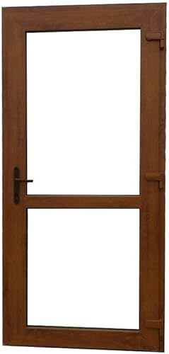 Porta esterna in PVC PVC per negozio, balcone, casa, economia. 4 colori: antracite, rovere dorato, noce, bianco (100x200 porta destra, rovere dorato)