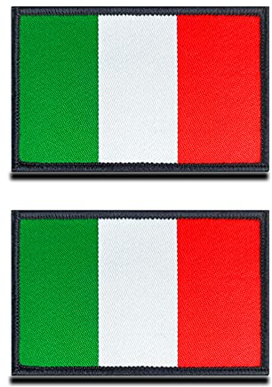 2 St. Italien Flagge Patch- Taktisch Italienisch Nationales Emblem, Bestickter Aufnäher mit Verschluss, Militär Bänder für Rucksäcke Kleidung Taschen Uniform Weste Jersey Reisen